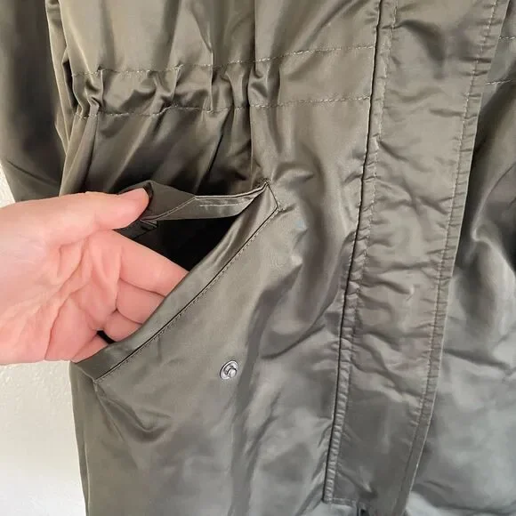 NWT Sam Edelman JacketSatin Olive Green Bomber With Puffy Vest Size XS/S